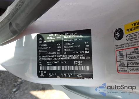 2012 Ford Transit Connect Xlt z USA, uszkodzony, nr VIN NM0LS7BNXCT119070